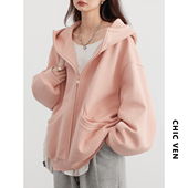 女装 秋季 新款 CV大码 连帽弯刀袖 加绒卫衣双拉链oversize胖MM外套