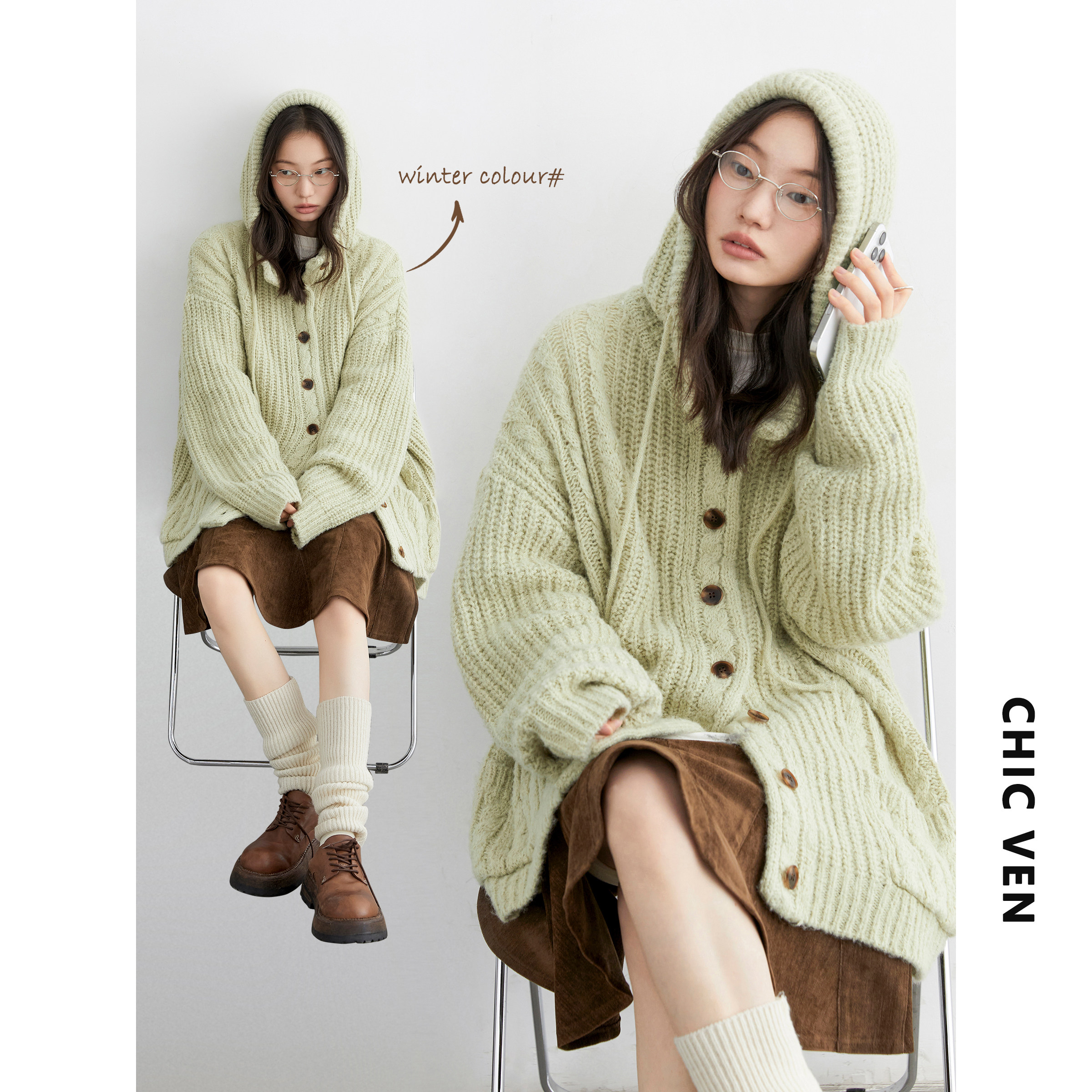 CV大码女冬季新品中长款连帽抽绳毛衣羊毛针织开衫保暖外套女胖mm,女装/女士精品,大码内搭,淘宝优惠券,粉丝福利购,淘宝优惠卷