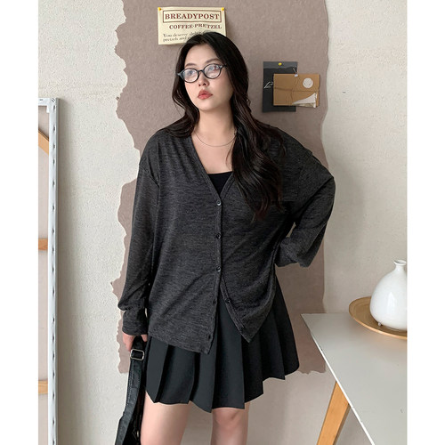 V领慵懒感宽松针织开衫外套女