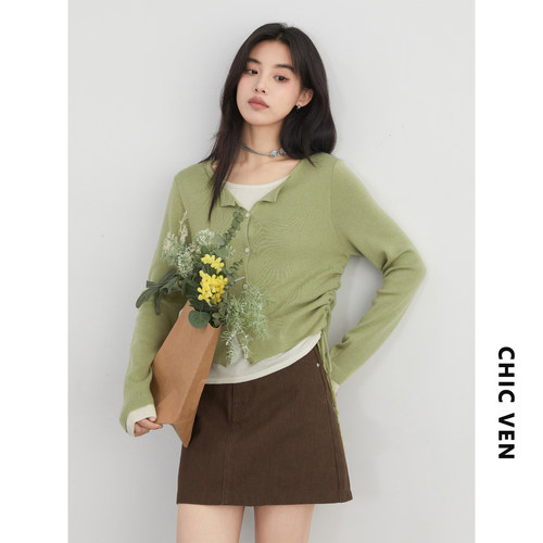 CV大码女装假两件针织上衣女