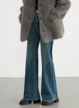 CV大码女装秋季新款高腰显瘦喇叭裤微弹拖地牛仔裤马蹄裤胖MM显瘦