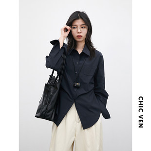 韩系翻领腰部抽褶收腰衬衫 春新款 小个子气质衬衣女胖mm 女装 CV大码