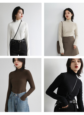 CV大码女装 春秋季发热保暖德绒半高领套头打底衫暖绒上衣女胖mm