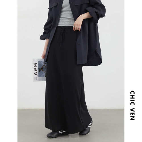 新款莱赛尔松紧腰半身裙女