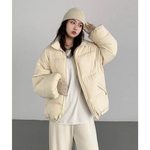 立领面包服白鸭绒显瘦羽绒服外套