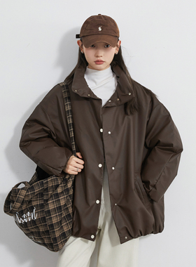 CV大码女装冬新款休闲宽松设计感仿皮羽绒服女90白鸭绒保暖女胖mm