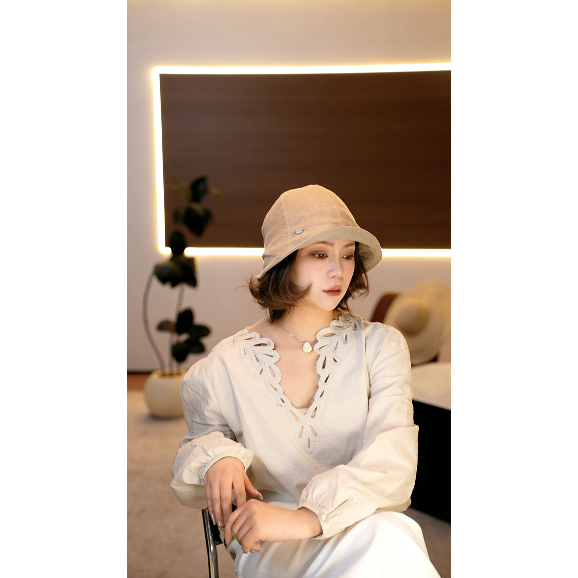 李小玉 2026 新款 &ldquo;亚麻卷边渔夫&rdquo; 麻料春夏透气款百搭渔夫帽