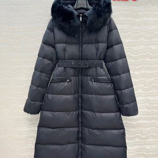 大狐狸毛毛大毛领可拆卸哑光记忆丝白鹅绒腰带收腰中长款羽绒服女