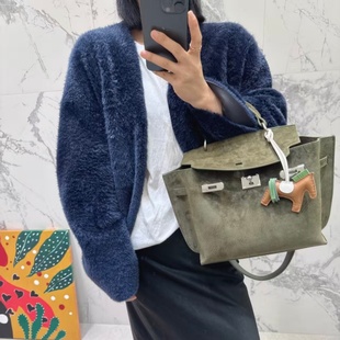 新款进口拉贡羊羔毛V领毛面朝外皮面朝里皮毛一体皮草外套上衣女