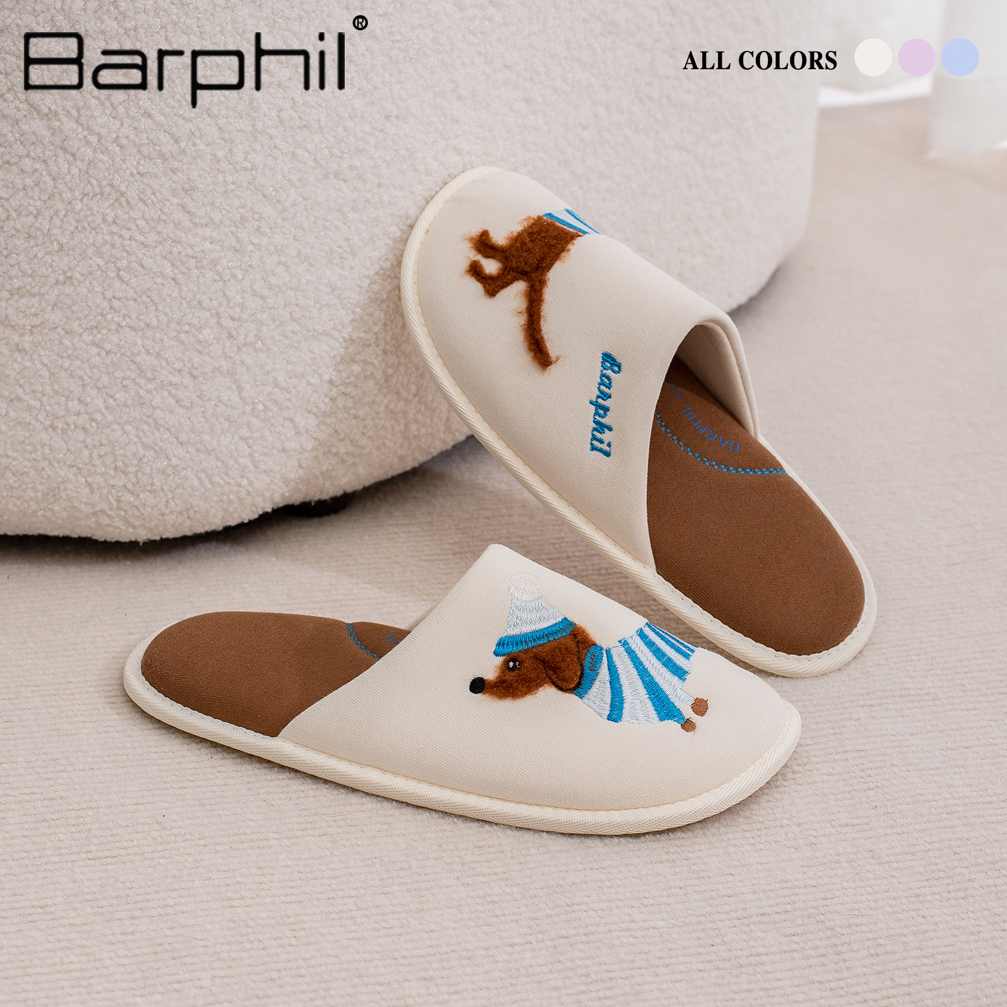 Barphil拖鞋男女2025新款秋季室内家居包头静音情侣款可爱木地板