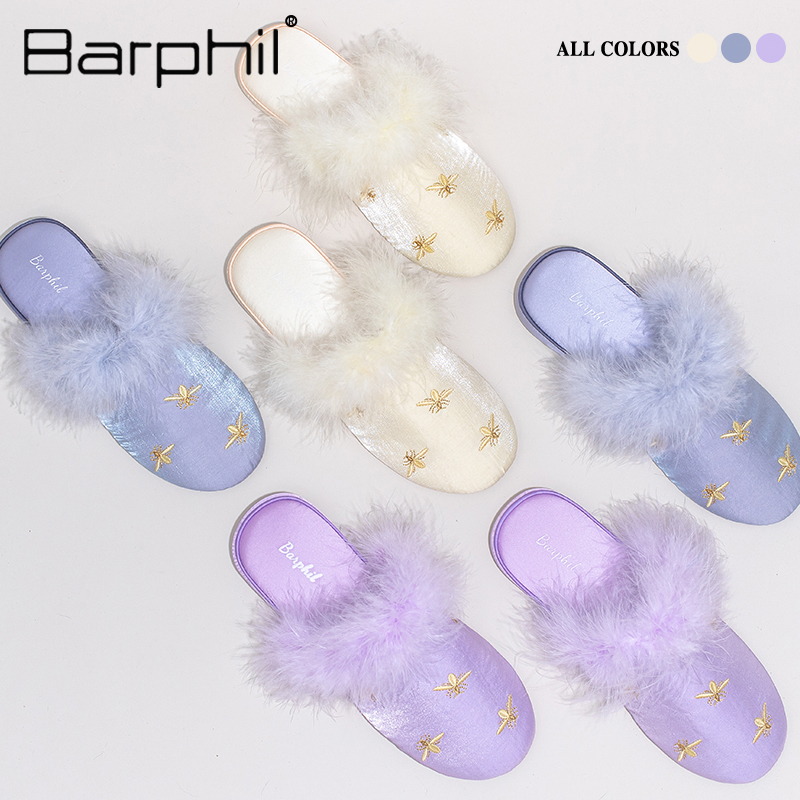 Barphil拖鞋女2025新款秋冬季室内家居静音毛毛甜美温柔软底百搭
