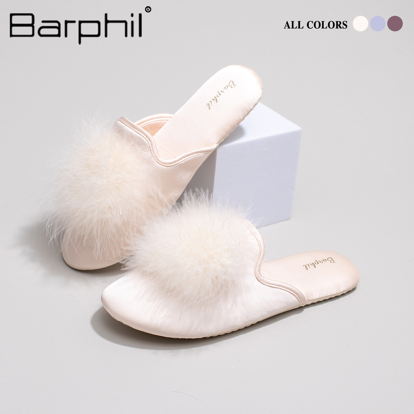 Barphil棉拖鞋女士2026新款秋冬季室内家居包头软底简约毛毛静音
