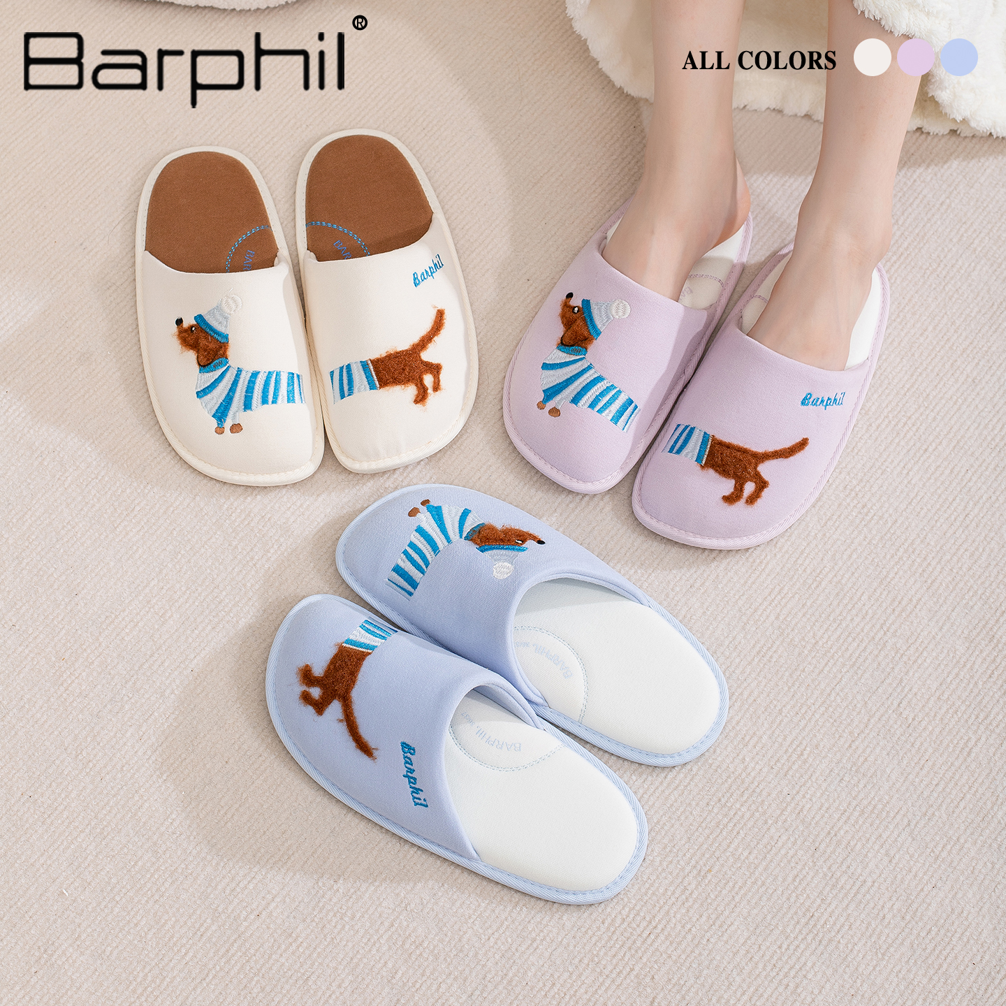 Barphil拖鞋女2025新款春秋室内家居包头舒适静音软底男可爱情侣