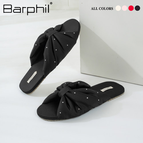 Barphil拖鞋女士夏季2026新款室内家居防滑透气蝴蝶结度假凉拖鞋