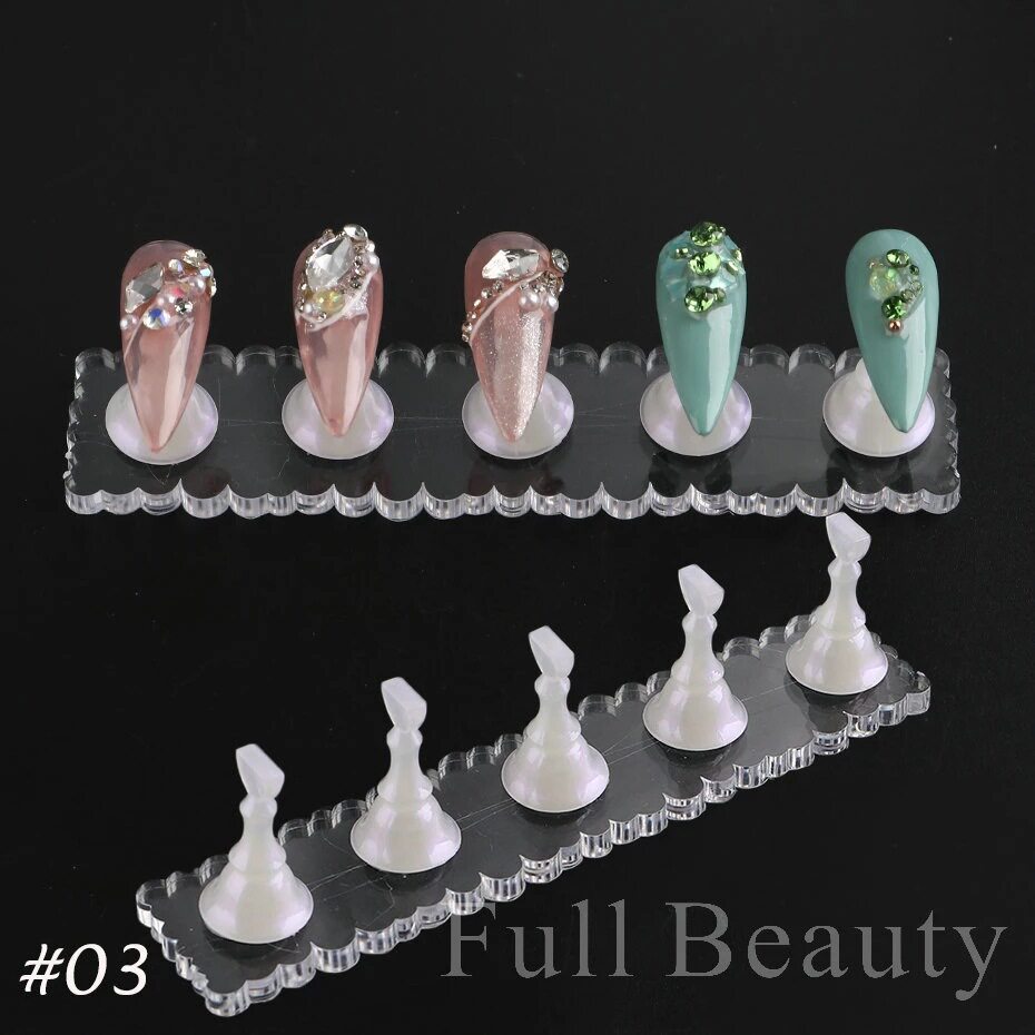 新款穿戴甲片棋盘美甲练习托架假指甲展示透明波浪磁性粘底座工具