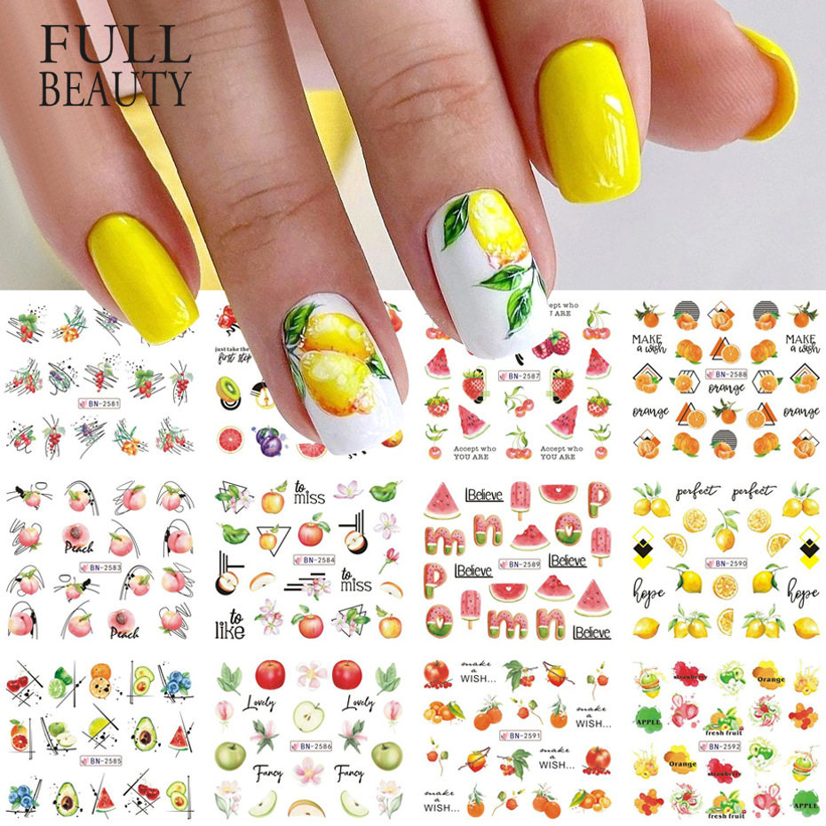 新款ins水蜜桃夏季水果美甲贴纸草莓柠檬香蕉西瓜卡通熊猫指甲贴,彩妆/香水/美妆工具,指甲装饰,淘宝优惠券,粉丝福利购,淘宝优惠卷