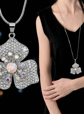 花朵长款吊坠百搭项链衣服配饰