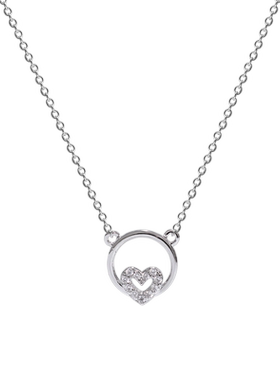 甜美风镶钻爱心短款学生吊坠项链