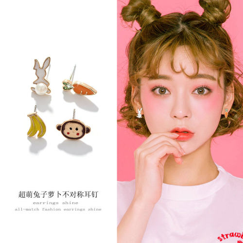 日系甜美风俏皮小兔子迷你耳钉