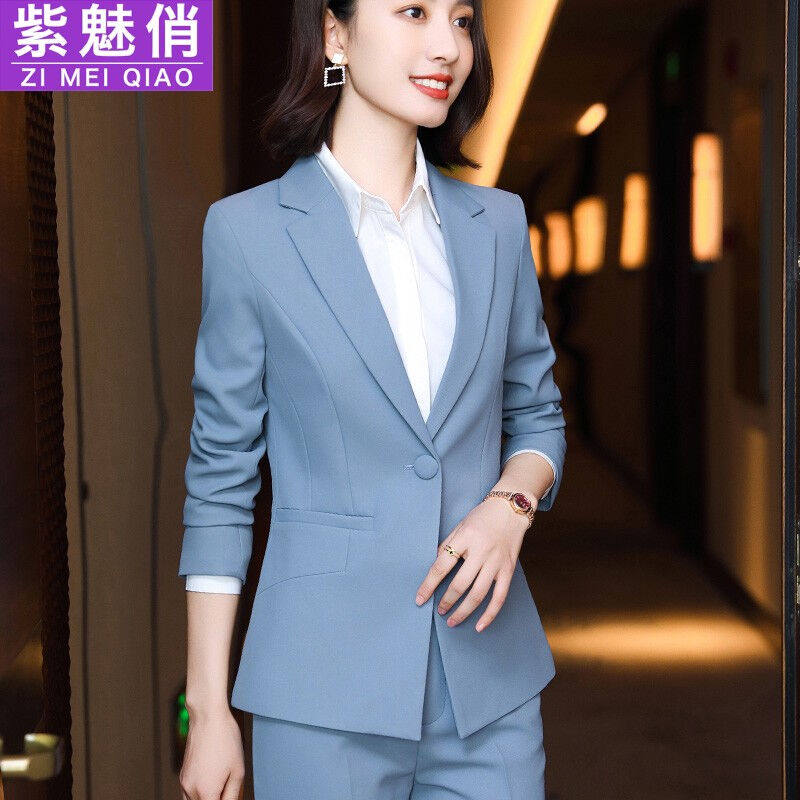 紫魅俏职业装女装套装秋冬季小西装时尚修身一粒扣长袖正装西服外属于什么档次？