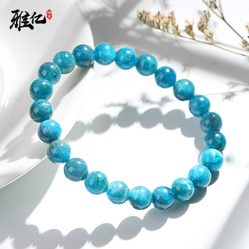 天然正品蓝磷灰手链散珠玻璃体水晶玛瑙转运珠子女生网红手饰手串