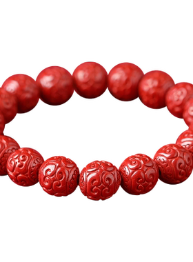龙年四天然朱砂手串回纹珠转运珠手链本命年平安首饰帝王砂高含量
