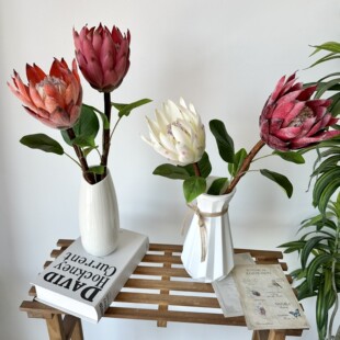 帝王花中号仿真花高档假花婚庆装饰插瓶花桌面背景墙婚礼舞台布景