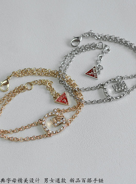 女合金宝石欧美字母G手链