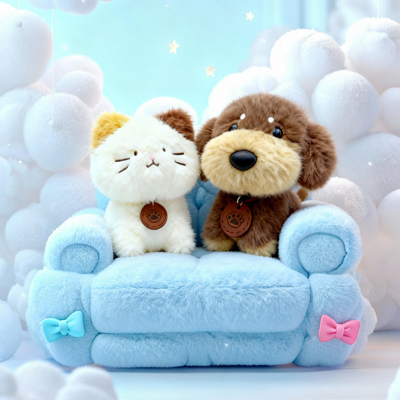 捏捏小萌物三花猫腊肠狗公仔毛绒玩具小号布娃娃桌面掌上小玩偶