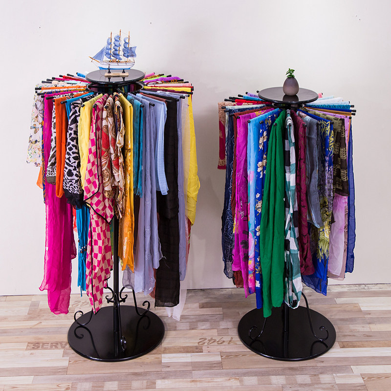 服装店围巾架子落地旋转挂丝巾展示架服装架领带披肩围脖中岛挂架