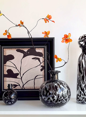 中古风斑点豹纹圆球形装饰玻璃樽