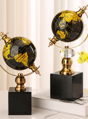 轻奢风金属工艺品大理石地球仪