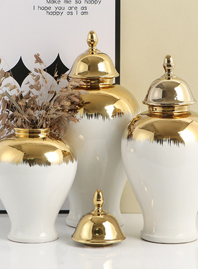 古典奢华欧美风陶瓷将军坛装饰罐