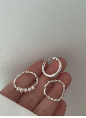 精致仿珍珠手作戒指女极简冷淡风叠戴S925镀银开口指环ins百搭食