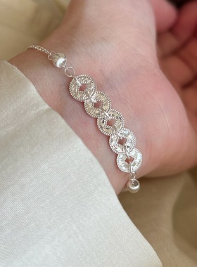 包邮甜酷碎冰冰五帝铜钱手链女简约时尚气质个性百搭手环ins风手