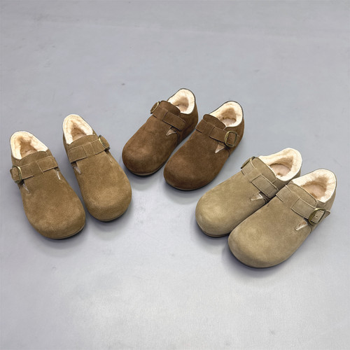 牛皮羊毛内增高加绒勃肯鞋雪地靴