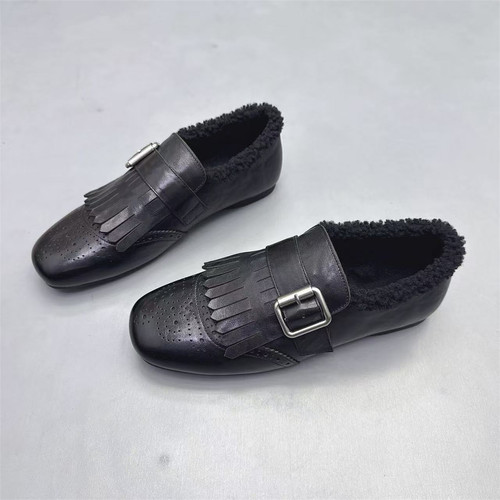 真皮女鞋法式软底加绒保暖小皮鞋