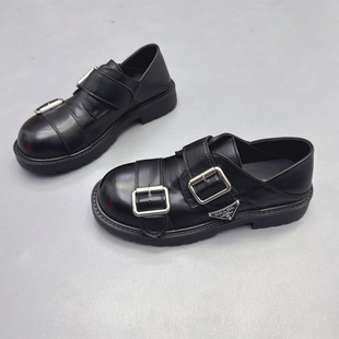 头层牛皮法式厚底两穿单鞋英伦风小皮鞋2026春新款皮带扣乐福鞋女