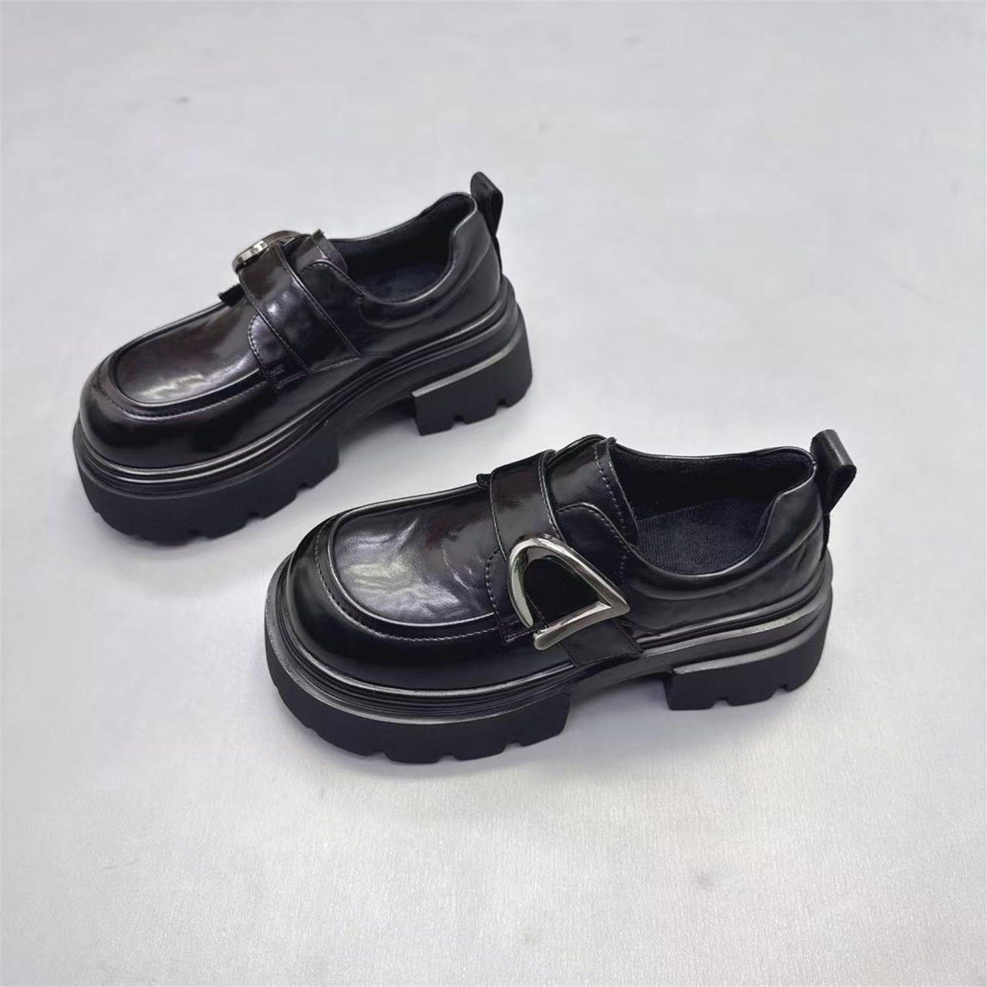 真皮女鞋粗跟增高英伦风小皮鞋女