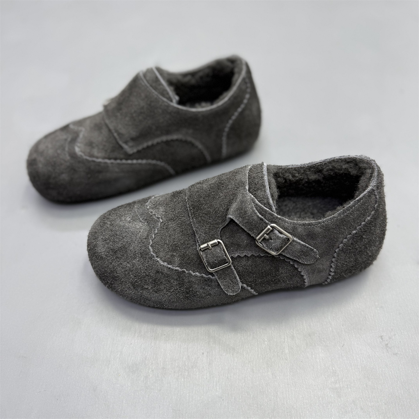 法式内增高3CM加绒勃肯鞋2025冬新款复古魔术贴雪地鞋休闲女棉鞋