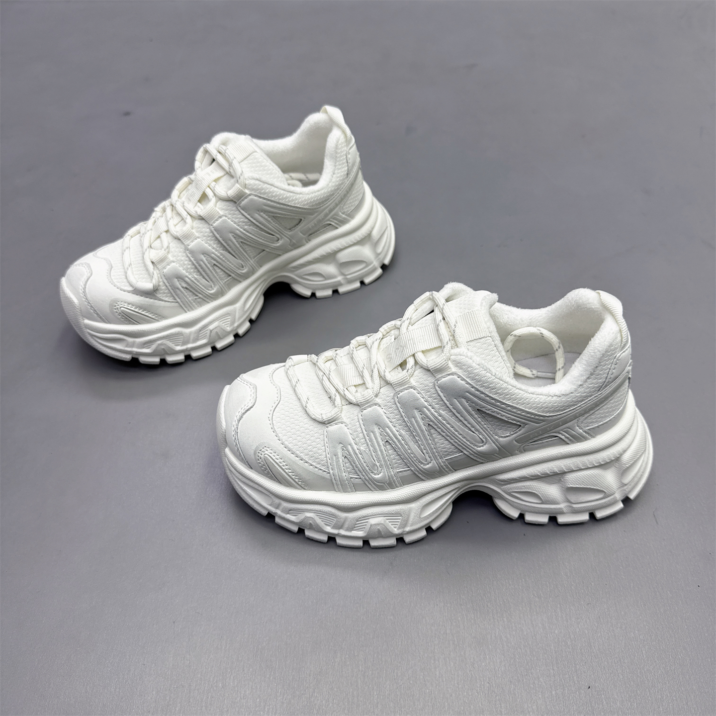 真皮女鞋韩版厚底增高加绒老爹鞋