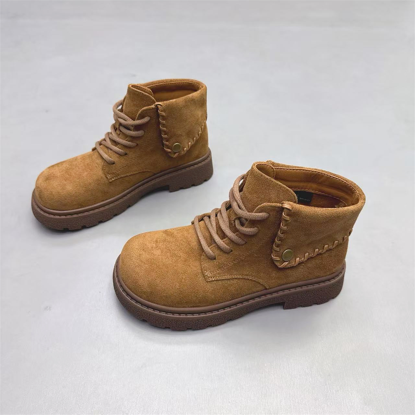 真皮女鞋厚底加绒英伦风马丁靴潮