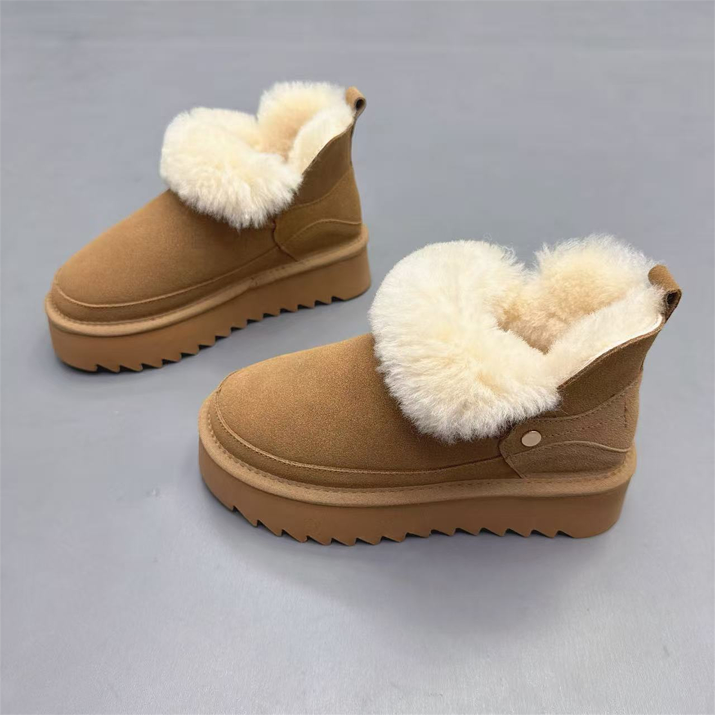 真皮女鞋牛皮羊毛加绒保暖雪地靴
