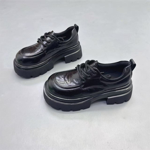 真皮女鞋粗跟增高6CM加棉英伦风小皮鞋2025冬新款复古休闲乐福鞋