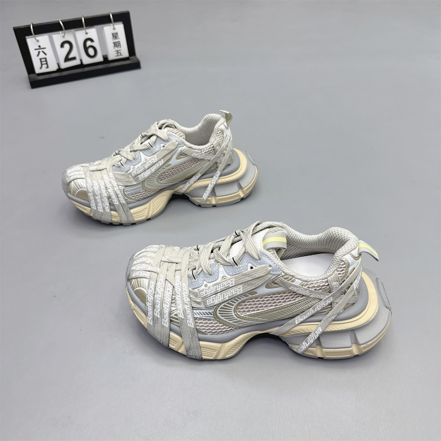 真皮女鞋2025新款韩版厚底网纱巴黎老爹鞋小众绑带百搭运动休闲鞋