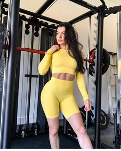 蜜桃臀骑行运动五分裤 aybl健身短裤 微笑线Motion提臀高腰健美裤