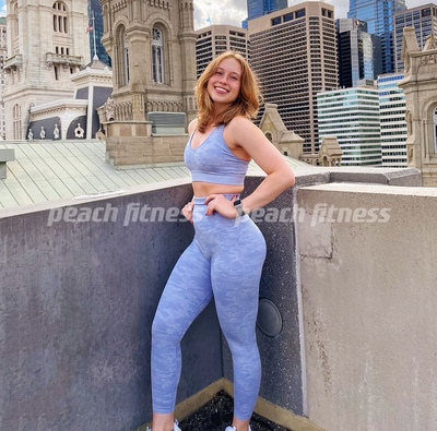 断码清仓迷彩健身蜜桃裤女高腰收腹提臀紧身瑜伽普拉提运动九分裤