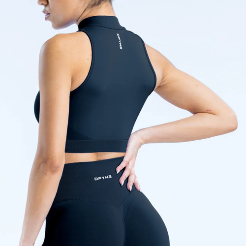 DFYNE新品拉链无袖1/4ZIP TANK跑步运动防侧漏弹力瑜伽健身女背心