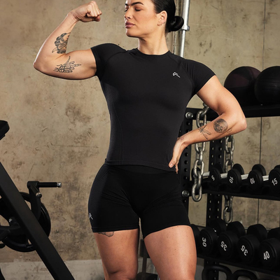 Oneractive健身T恤go to无缝针织紧身fitted top运动吸湿排汗短袖