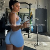 多巴胺蜜桃提臀高腰跑步瑜伽紧身三分运动裤 DFYNE健身短裤 女夏季